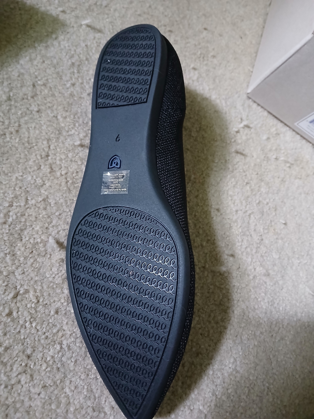 Rothy's Black Pointed Flat with Blue Trim Size 9 - Picture 4 of 10